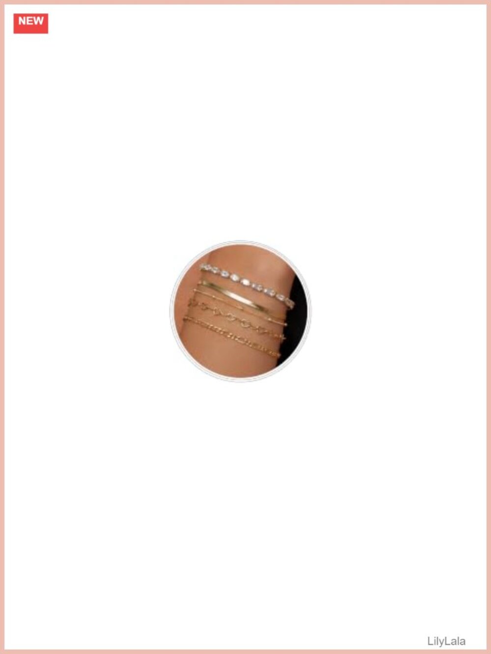 Dainty Simple Gold Plated Bracelet Set Satellite Paperclip Lip Dot Chain